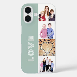 Personalized Custom 4 Photo Collage Love Family iPhone 16 Case