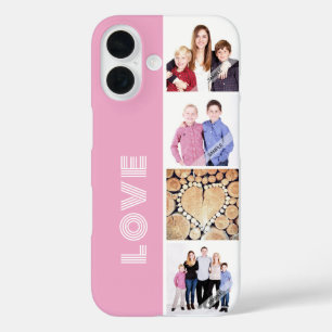 Personalized Custom 4 Photo Collage Love Family iPhone 16 Case