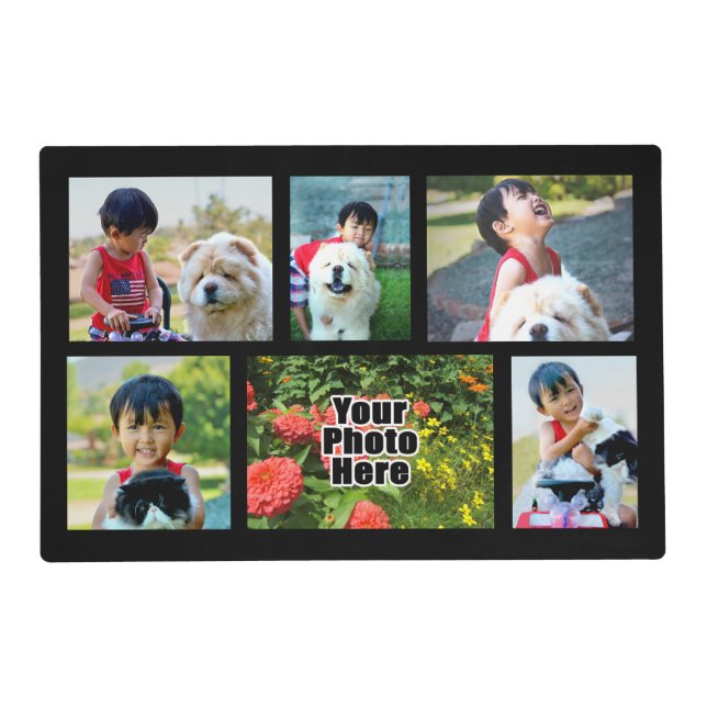 Personalized Custom 6 Photo Collage Montage Placemat (Front)
