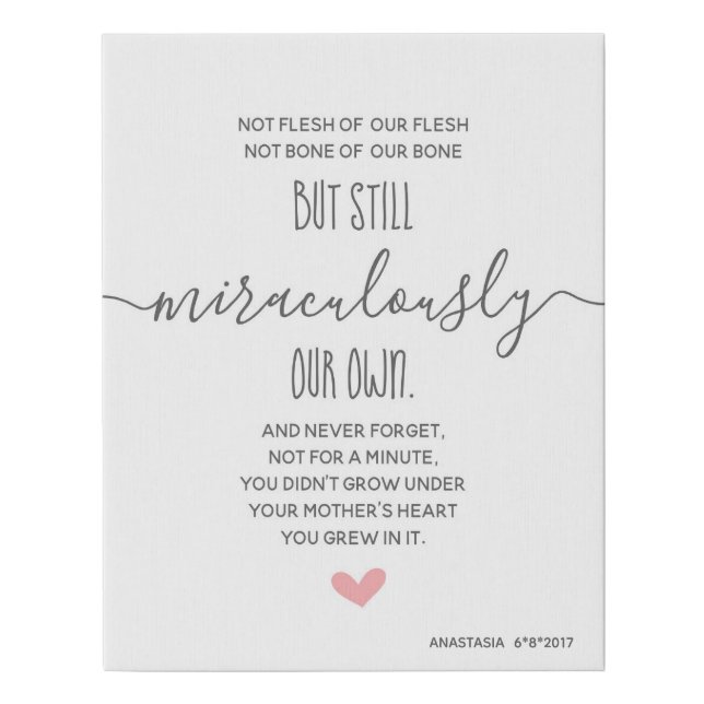 Personalized Custom Adoption Day Gift / Present Faux Canvas Print (Front)