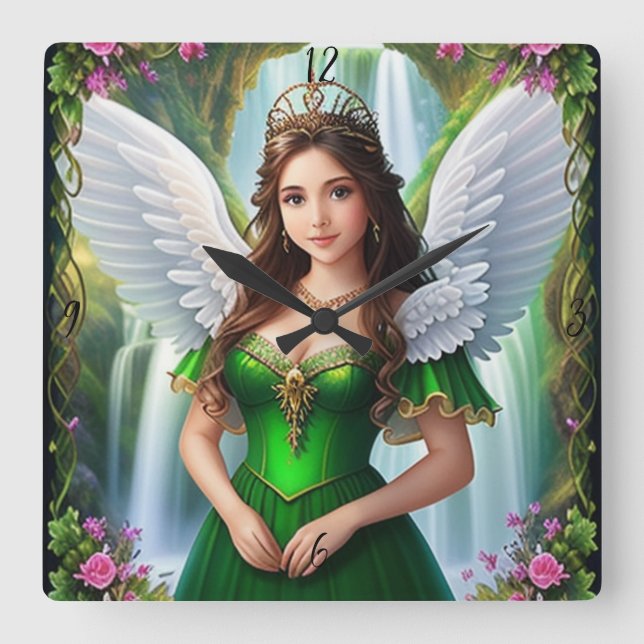 Personalized Custom Angel Princess Clock (Front)