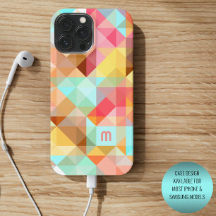 Personalized Custom Aqua Blue Peach Pink Retro Art iPhone 15 Pro Max Case
