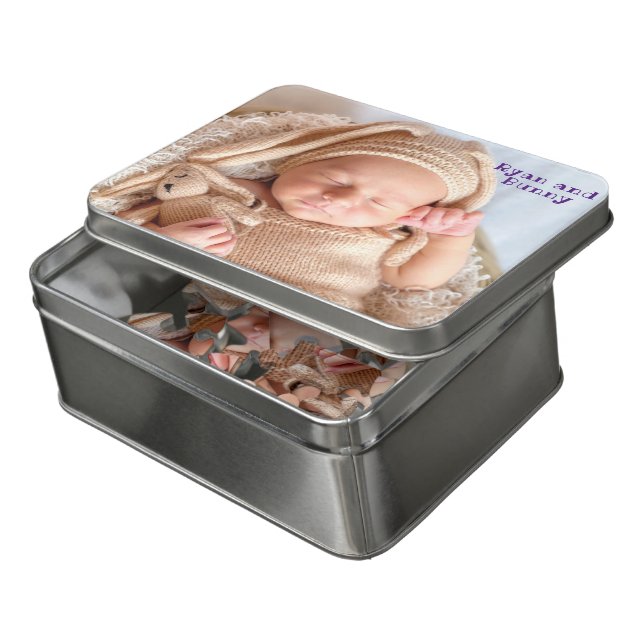 Personalized Custom Baby Photo Jigsaw Puzzle (Lid Open)