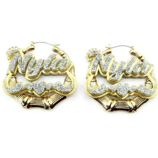 Personalized Custom Bamboo Earrings 1.5" Swirls (Front)