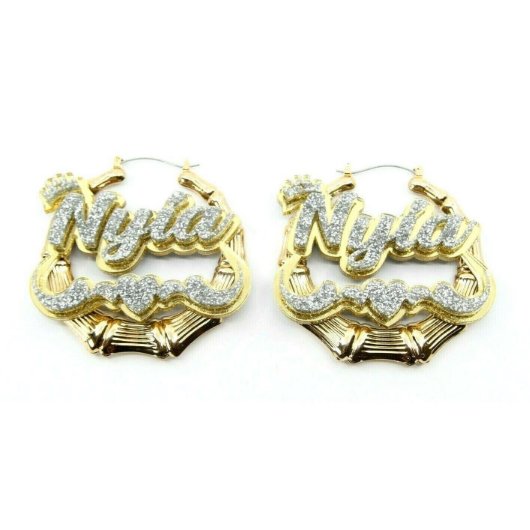 Personalized Custom Bamboo Earrings 1.5" Swirls (Front)