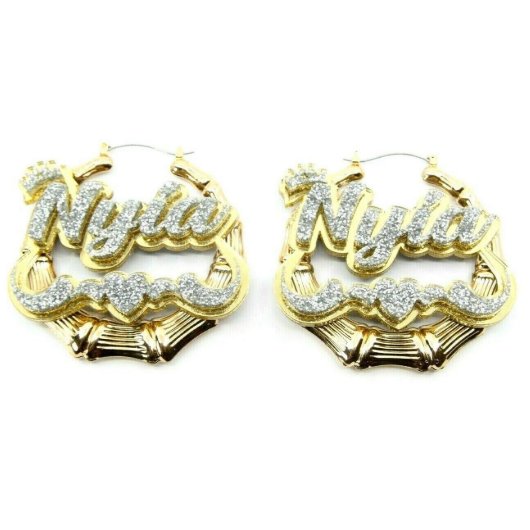 Personalized Custom Bamboo Earrings 1.5" Swirls (Front)