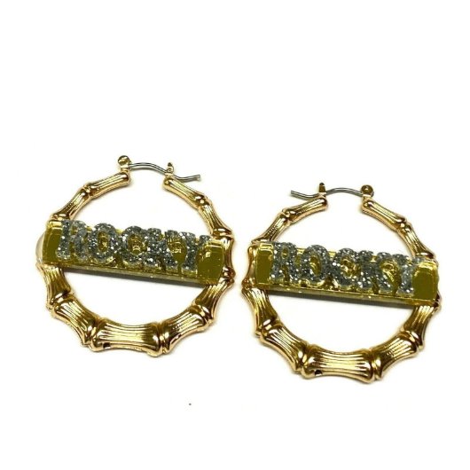 Personalized Custom Bamboo Earrings 2.5 Inch Size  (Front)