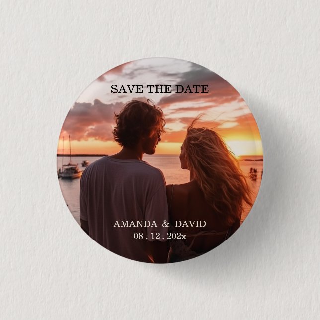 Personalized Custom Beach Destination Wedding  Button (Front)