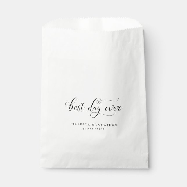 Personalized Custom "Best Day Ever" Wedding Favor Bag (Front)