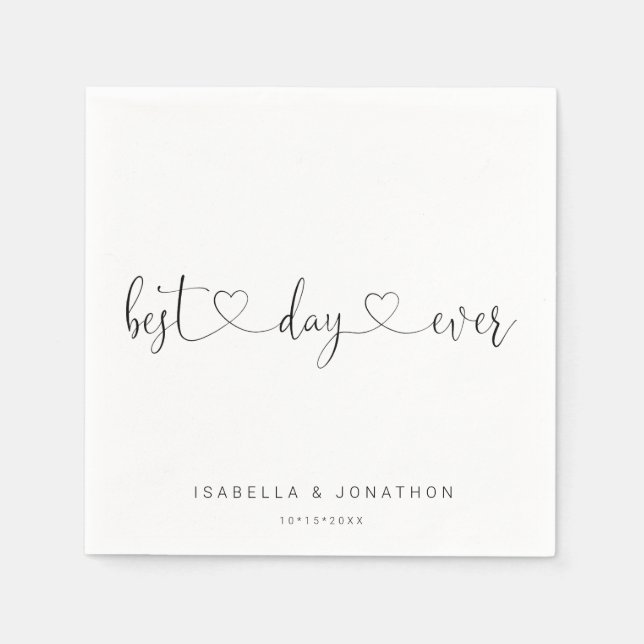 Personalized Custom "Best Day Ever" Wedding Napkin (Front)