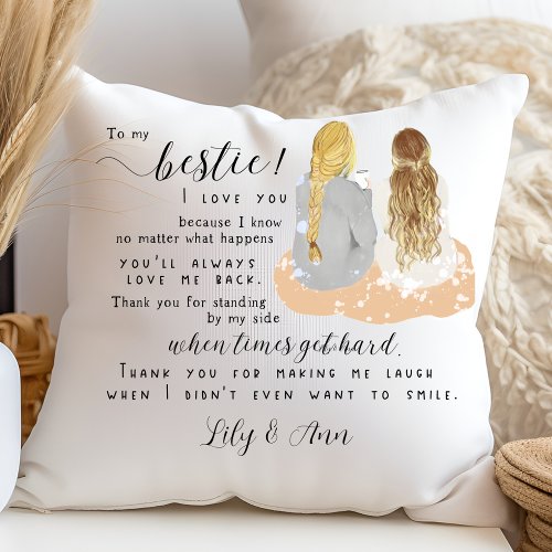 Personalized Custom Best Friend Gift Bestie  BFF Throw Pillow