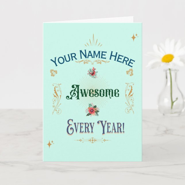 Personalized Custom Birthday Card - Awesome (Small Plant)