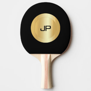 Personalized Custom Black And Gold Monogrammed Ping Pong Paddle