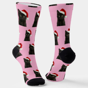 Personalized Custom Black Kitty Cat Christmas  Socks