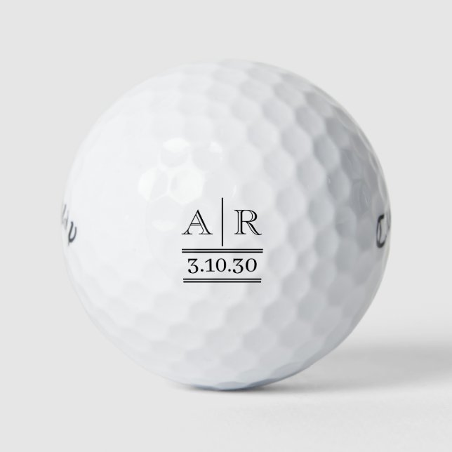 Personalized Custom Black Monogram Golf Balls (Front)