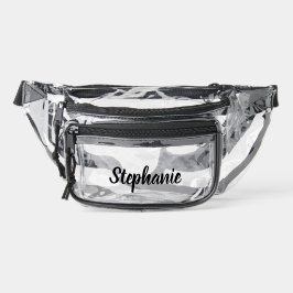 Personalized Custom Black Name Stadium Clear  Clear Fanny Pack