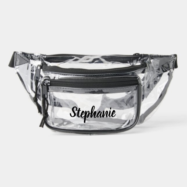Personalized Custom Black Name Stadium Clear  Clear Fanny Pack (Front)