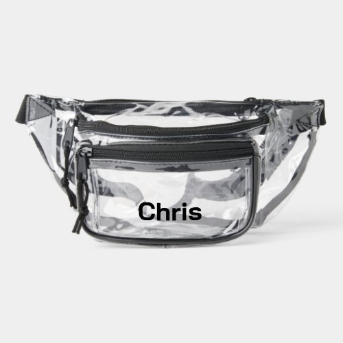 Personalized Custom Black Printed Name Stadium  Clear Fanny Pack