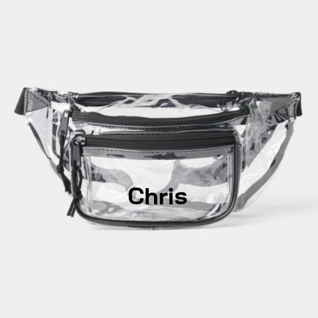 Personalized Custom Black Printed Name Stadium  Clear Fanny Pack (Front)