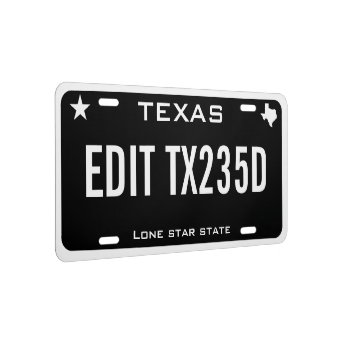 Personalized Custom Black Texas License Plate 