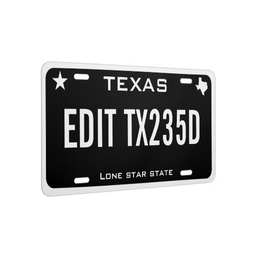 Personalized custom black Texas License Plate Zazzle