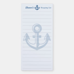 Personalized Custom Blue Anchor Coastal Seaside Magnetic Notepad