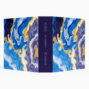 Personalized Custom Blue and Marble 3 Ring Binder