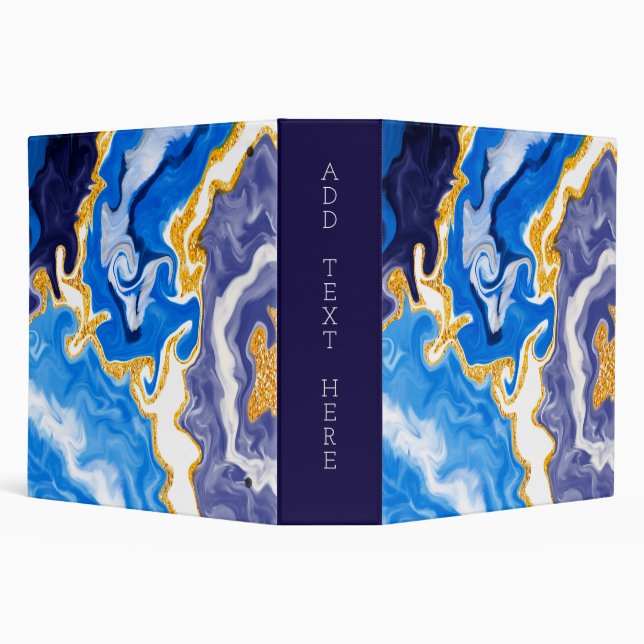 Personalized Custom Blue and Marble  3 Ring Binder (Background)