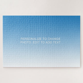 Personalized Custom Blue Artwork Photo Add Text Jigsaw Puzzle