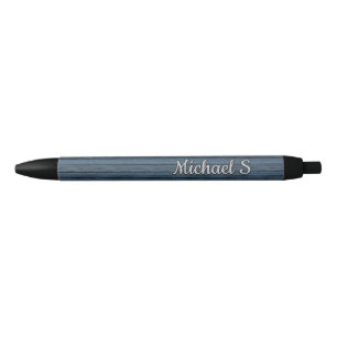Personalized Custom Blue Gray Woodgrain Pattern Pen