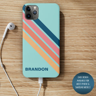Personalized  Custom Blue Orange Yellow Stripe iPhone 11 Pro Max Case