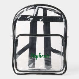Personalized Custom Bold Green Name Stadium  Clear Backpack