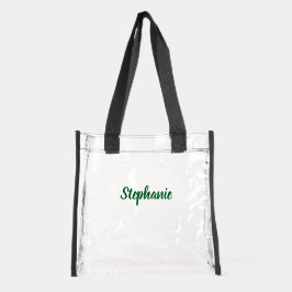 Personalized Custom Bold Green Name Stadium  Clear Tote Bag