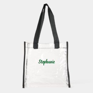 Personalized Custom Bold Green Name Stadium  Clear Tote Bag