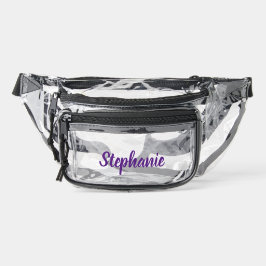 Personalized Custom Bold Purple Name Stadium Clear Fanny Pack