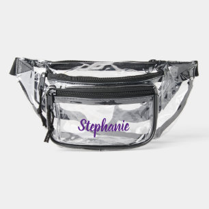 Personalized Custom Bold Purple Name Stadium Clear Fanny Pack