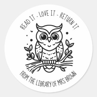 Personalized Custom Book Stickers | Bookplate owl