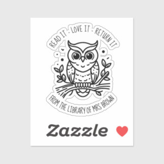 Personalized Custom Book Stickers | Bookplate owl