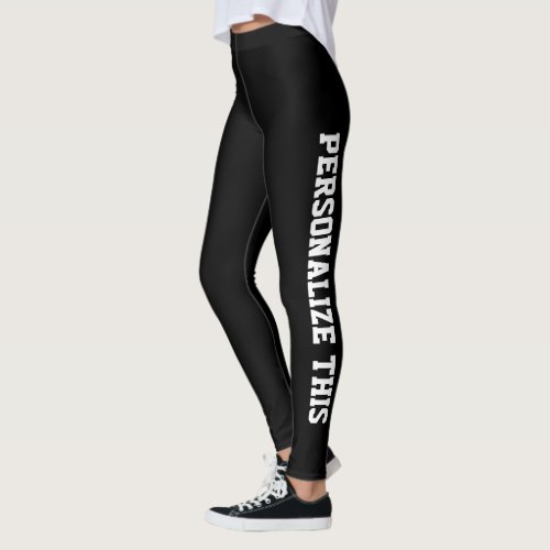 Personalized Custom Branded Made Black  White Leggings