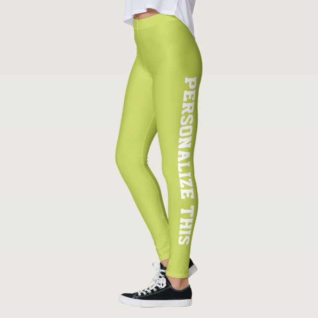 Personalized Custom Branded Made Olive Green Leggings (Left)