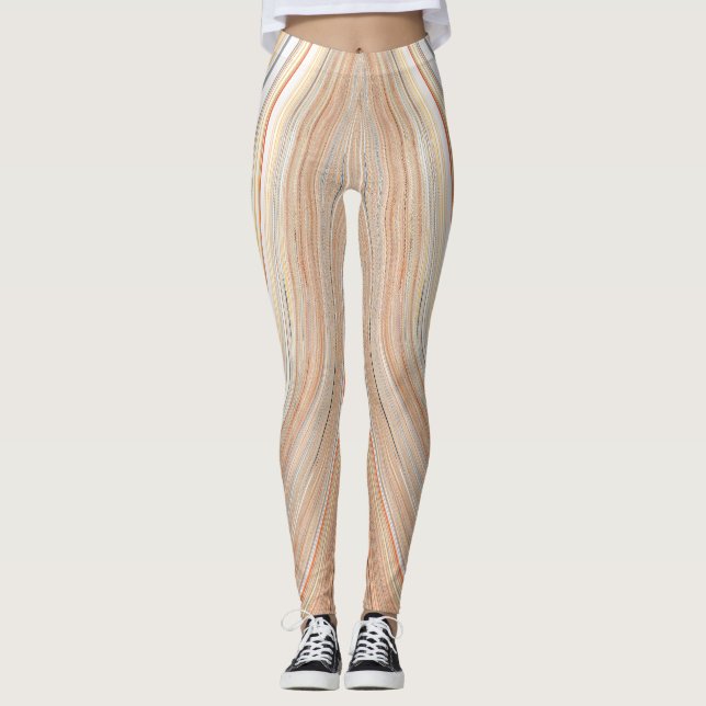 Personalized Custom Branded Striped Capri Leggings (Front)