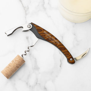 Personalized Custom Brown Wood Grain Pattern Waiter's Corkscrew