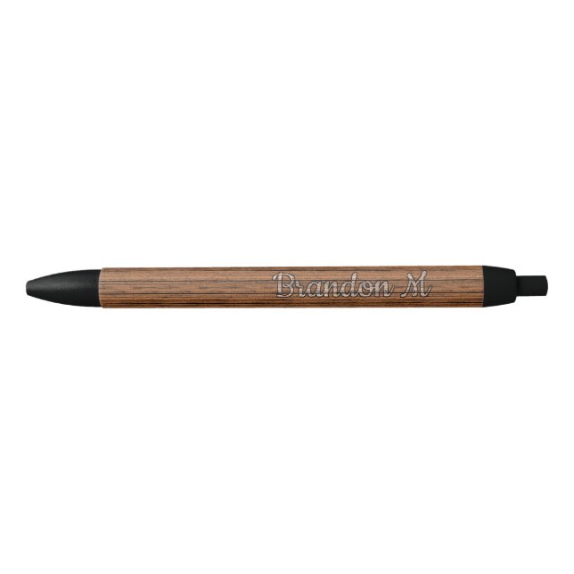 Personalized Custom Brown Woodgrain Pattern Pen (Front)