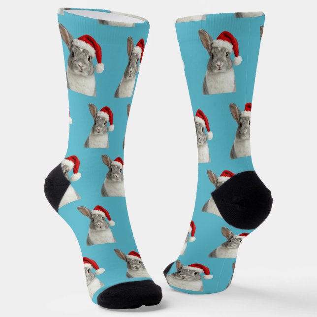 Personalized Custom Bunny Christmas  Socks (Angled)