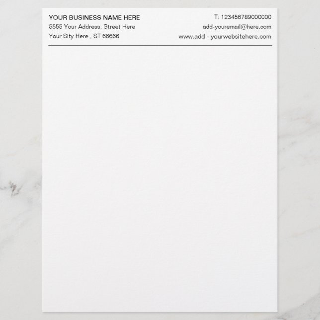 Personalized Custom Business Letterhead Template (Front)