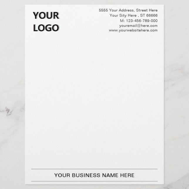 Personalized Custom Business Letterhead Template (Front)