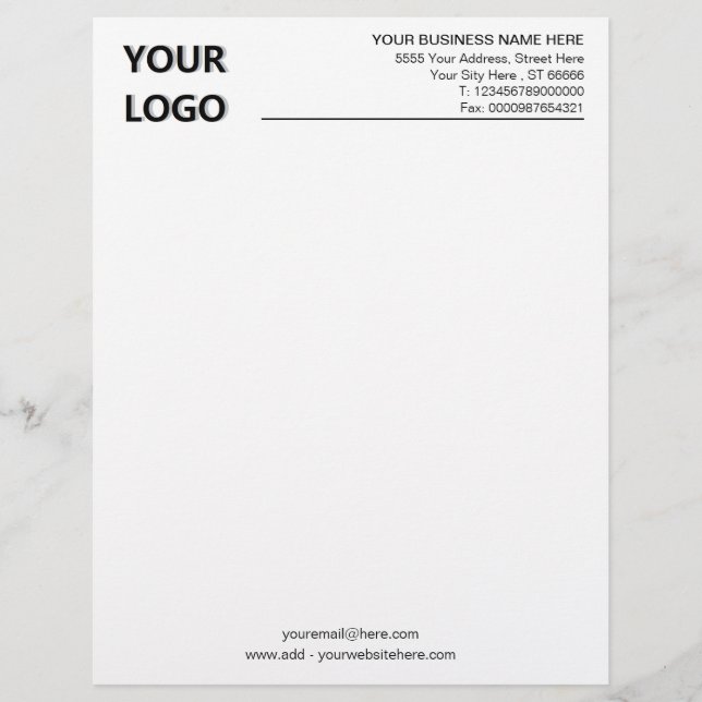 Personalized Custom Business Letterhead with Logo (Front)