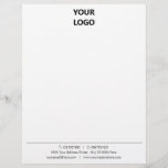 Personalized Custom Business Letterhead with Logo<br><div class="desc">Custom Colors and Font - Simple Personalized Business Letterhead with Logo and Text Info - Add Your Company Logo - Image or QR Code - photo / Address / Contact Information / more - Resize and move or remove and add elements / text with Customization tool ! Choose / font...</div>