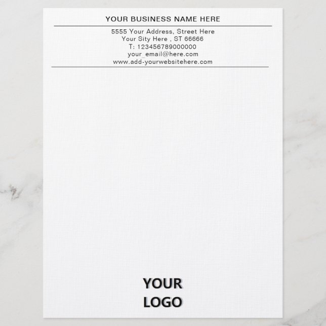 Personalized Custom Business Letterhead with Logo (Front)