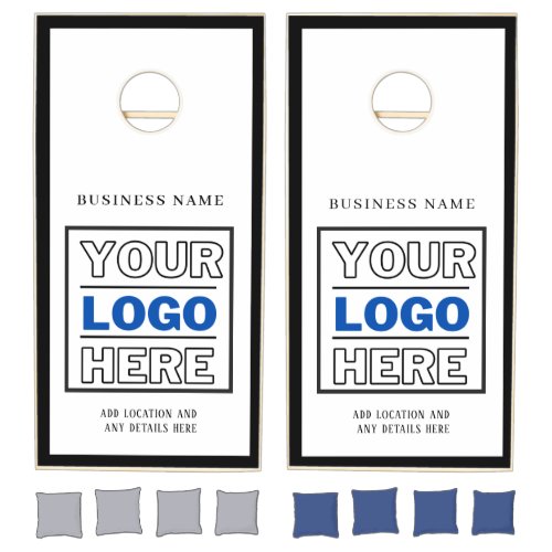 Personalized Custom Business Logo Black and White  Cornhole Set